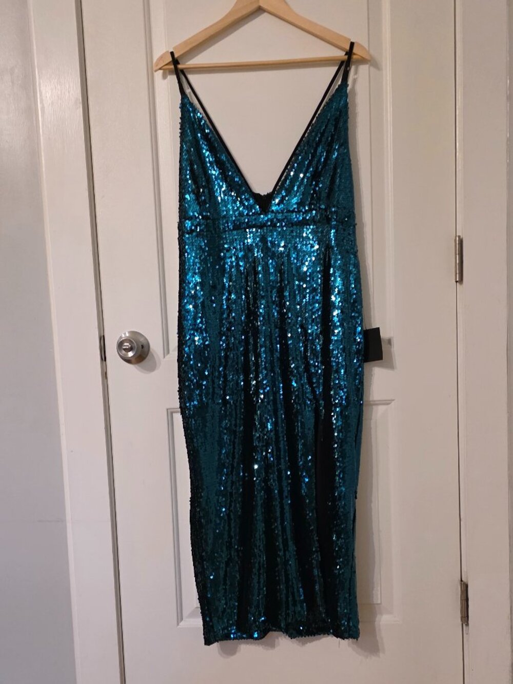 Teal Sequin Midi Dress